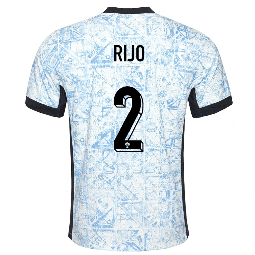 Danxen Homme Maillot Portugal João Rijo #2 Bleu Crème Tenues Extérieur 24-26 T-Shirt