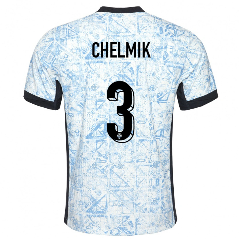 Danxen Homme Maillot Portugal Chelmik #3 Bleu Crème Tenues Extérieur 24-26 T-Shirt
