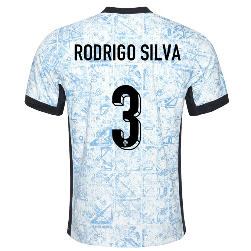 Danxen Homme Maillot Portugal Rodrigo Silva #3 Bleu Crème Tenues Extérieur 24-26 T-Shirt