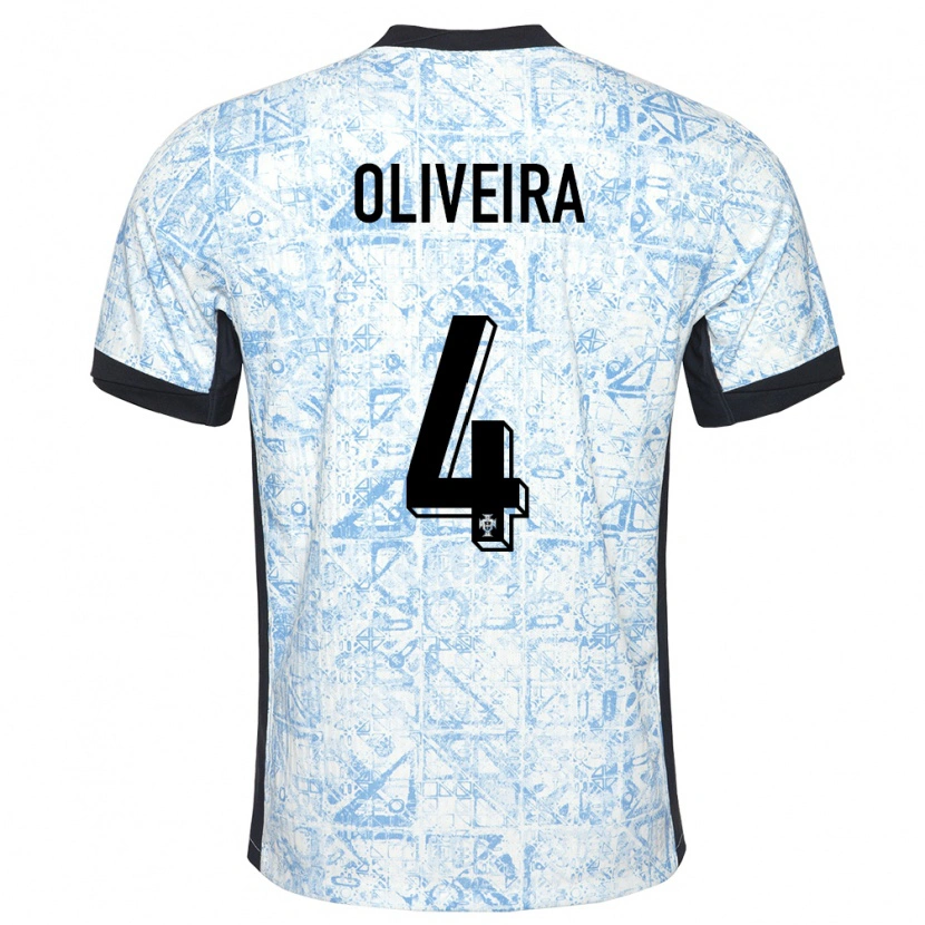 Danxen Homme Maillot Portugal Gonçalo Oliveira #4 Bleu Crème Tenues Extérieur 24-26 T-Shirt