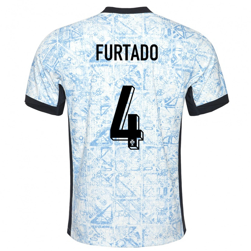 Danxen Homme Maillot Portugal Mauro Furtado #4 Bleu Crème Tenues Extérieur 24-26 T-Shirt