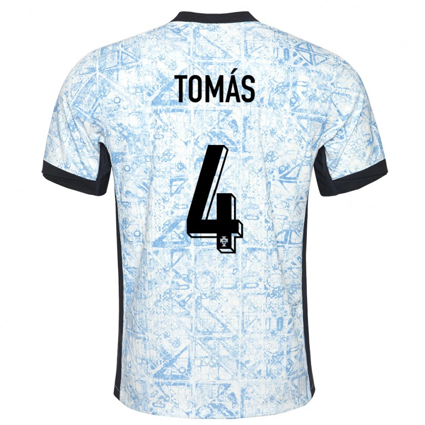 Danxen Homme Maillot Portugal Tomás Ferreira #4 Bleu Crème Tenues Extérieur 24-26 T-Shirt