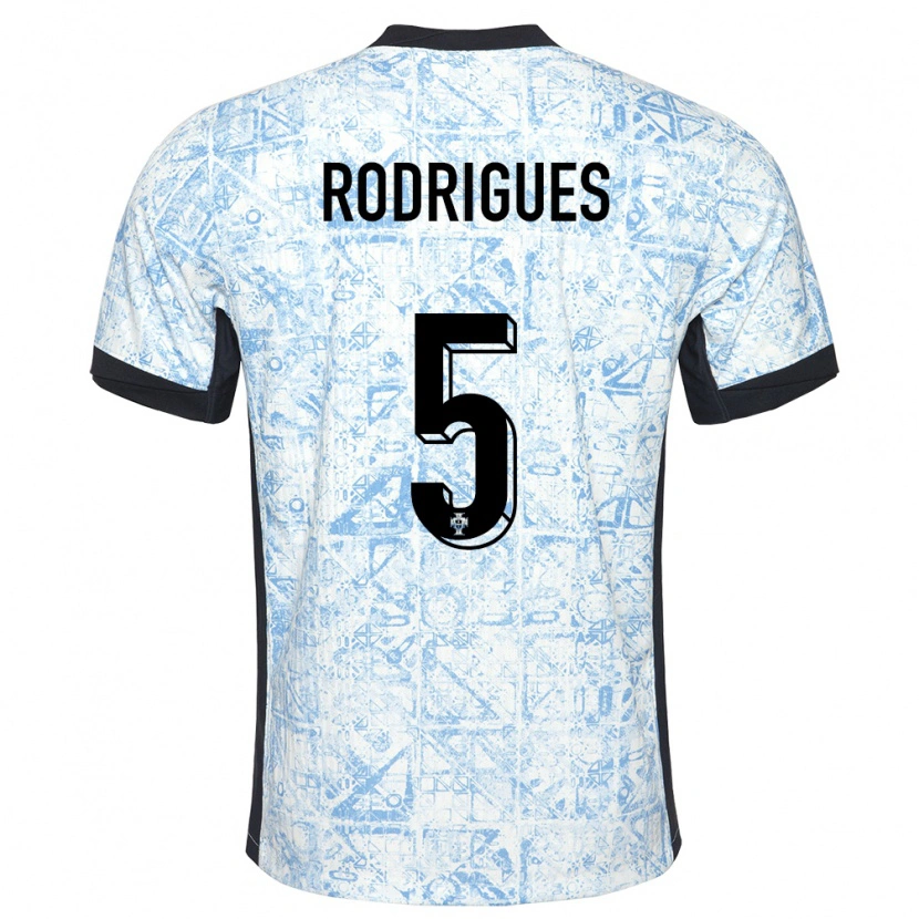 Danxen Homme Maillot Portugal Rafa Rodrigues #5 Bleu Crème Tenues Extérieur 24-26 T-Shirt