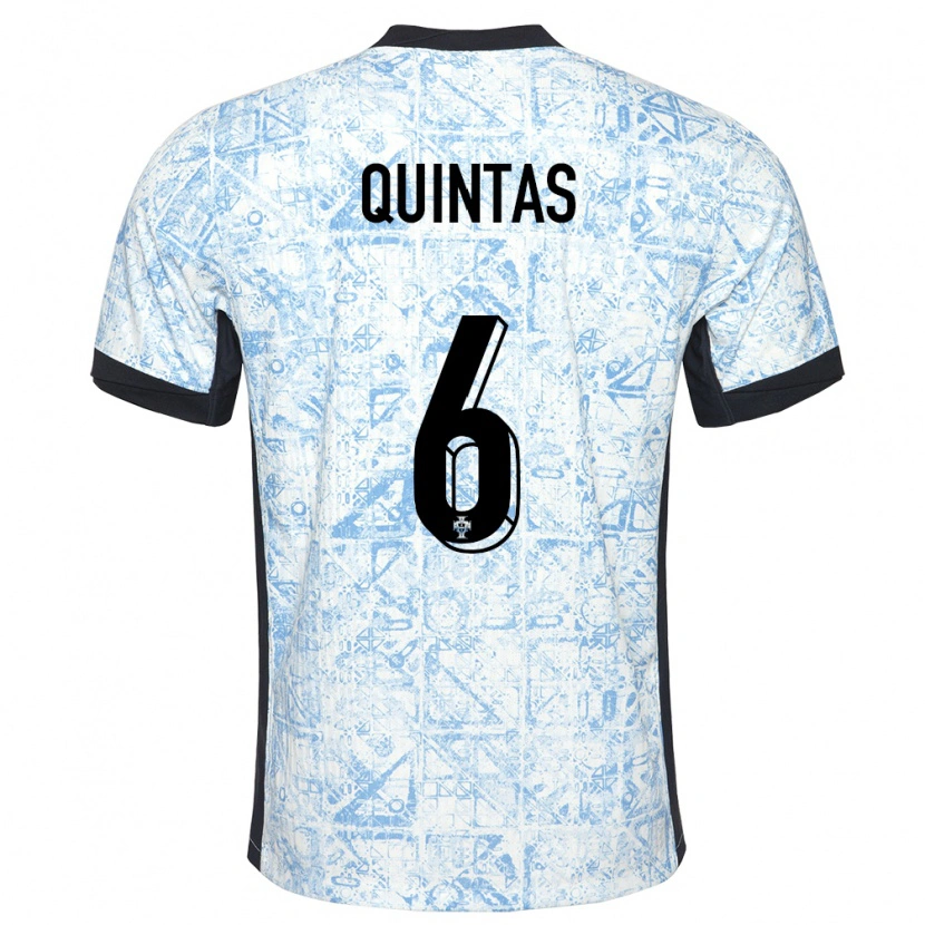 Danxen Homme Maillot Portugal Rafael Quintas #6 Bleu Crème Tenues Extérieur 24-26 T-Shirt