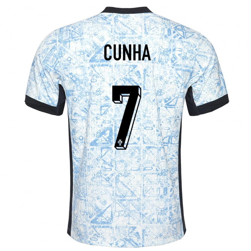 Danxen Homme Maillot Portugal Duarte Cunha #7 Bleu Crème Tenues Extérieur 24-26 T-Shirt