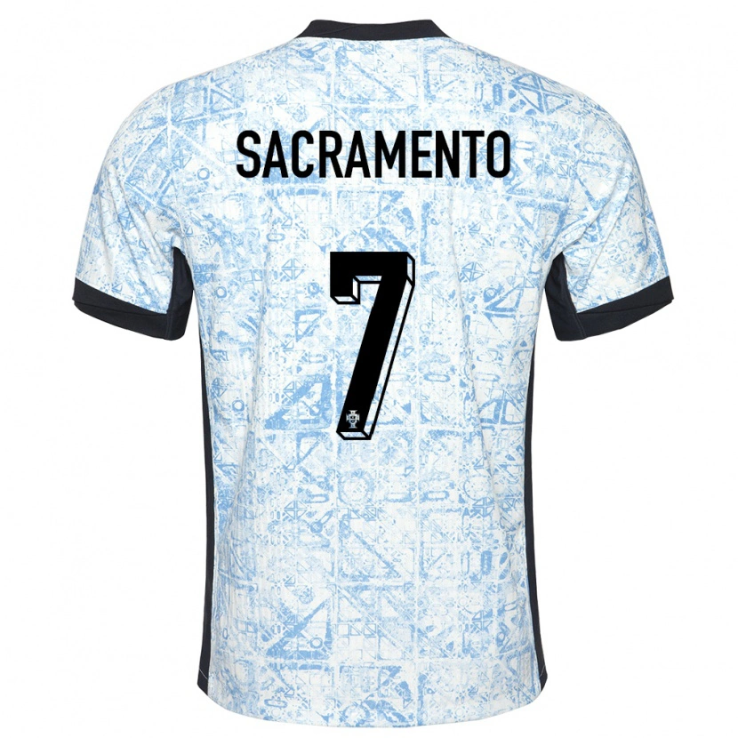 Danxen Homme Maillot Portugal Medgilson Sacramento #7 Bleu Crème Tenues Extérieur 24-26 T-Shirt