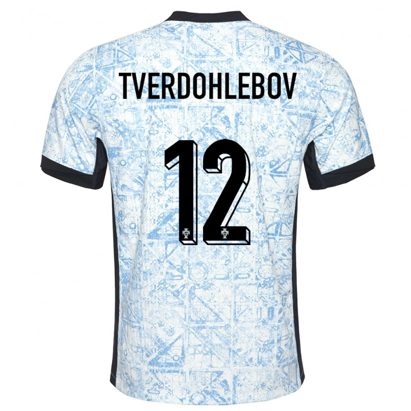 Danxen Homme Maillot Portugal Alex Tverdohlebov #12 Bleu Crème Tenues Extérieur 24-26 T-Shirt