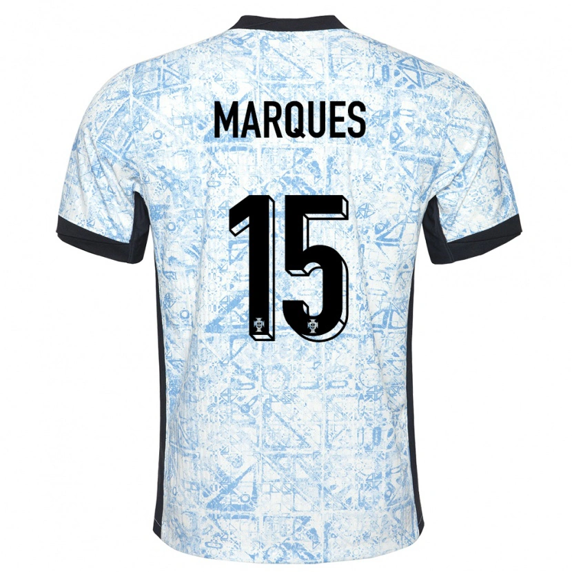 Danxen Homme Maillot Portugal Christian Marques #15 Bleu Crème Tenues Extérieur 24-26 T-Shirt