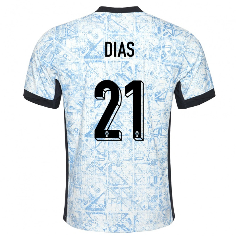 Danxen Homme Maillot Portugal Rodrigo Dias #21 Bleu Crème Tenues Extérieur 24-26 T-Shirt