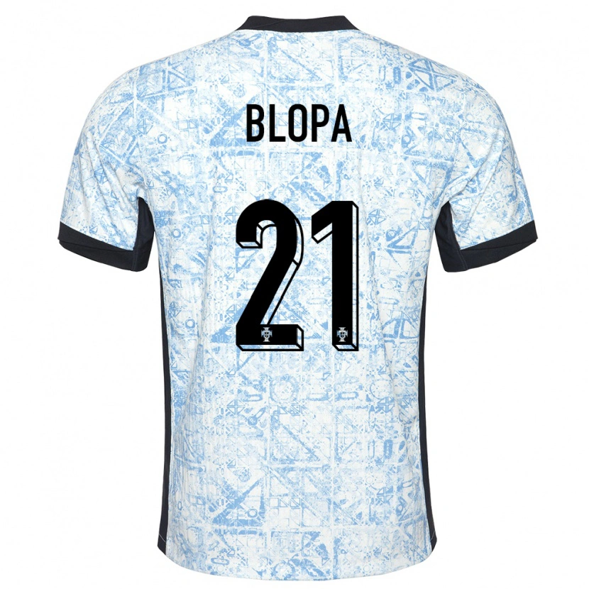 Danxen Homme Maillot Portugal Salvador Blopa #21 Bleu Crème Tenues Extérieur 24-26 T-Shirt