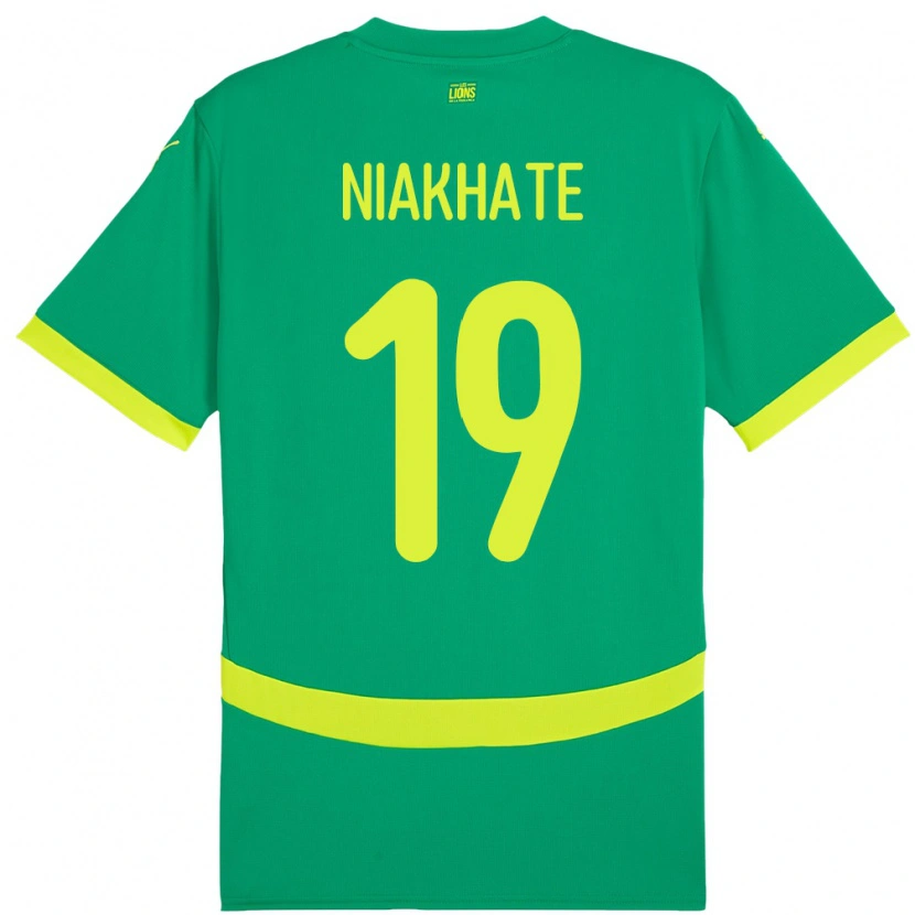 Danxen Homme Maillot Sénégal Moussa Niakhaté #19 Vert Tenues Extérieur 24-26 T-Shirt