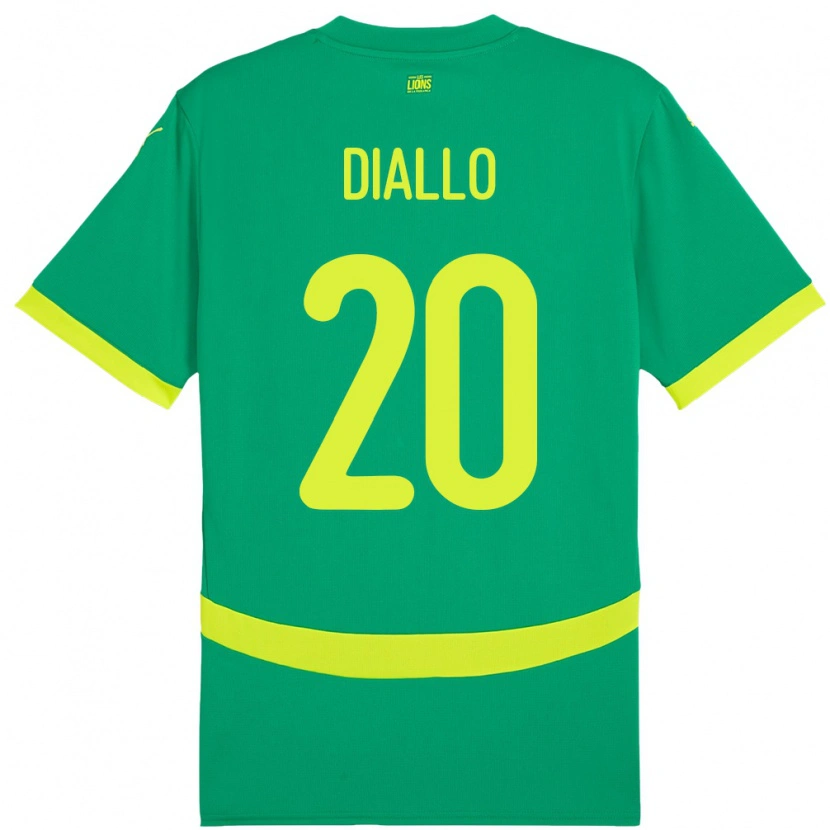 Danxen Homme Maillot Sénégal Habib Diallo #20 Vert Tenues Extérieur 24-26 T-Shirt