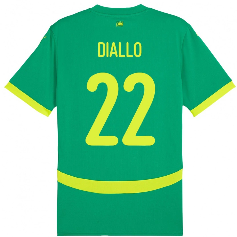 Danxen Homme Maillot Sénégal Abdou Diallo #22 Vert Tenues Extérieur 24-26 T-Shirt