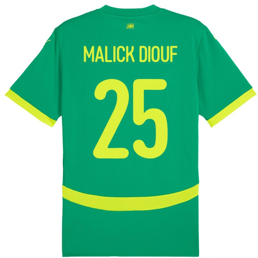 Danxen Homme Maillot Sénégal El Hadji Malick Diouf #25 Vert Tenues Extérieur 24-26 T-Shirt