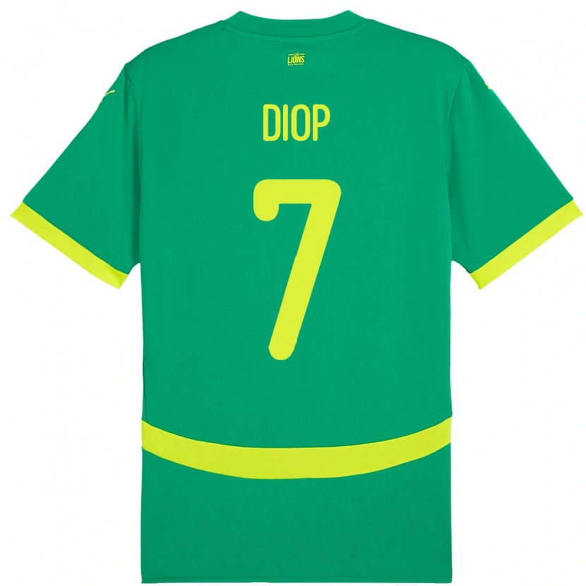 Danxen Homme Maillot Sénégal Mama Diop #7 Vert Tenues Extérieur 24-26 T-Shirt