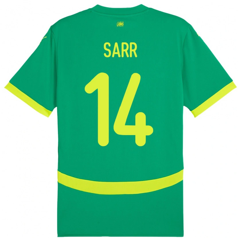 Danxen Homme Maillot Sénégal Pape Sarr #14 Vert Tenues Extérieur 24-26 T-Shirt