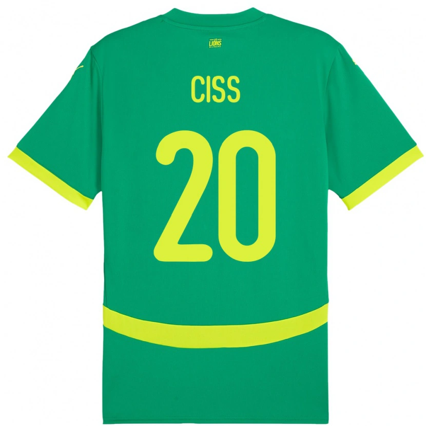 Danxen Homme Maillot Sénégal Amadou Ciss #20 Vert Tenues Extérieur 24-26 T-Shirt