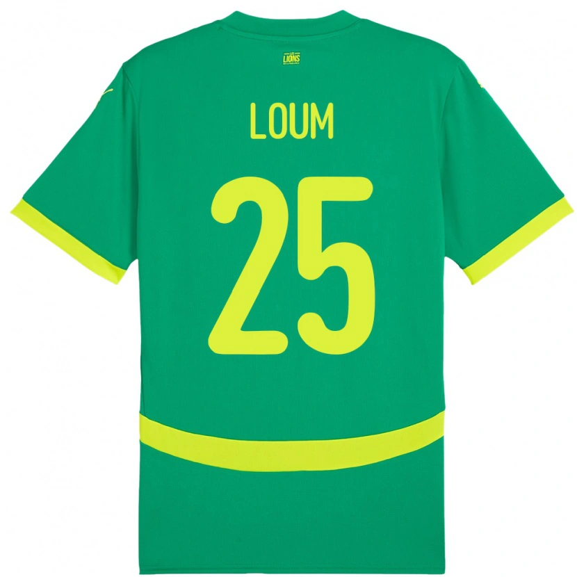 Danxen Homme Maillot Sénégal Mamadou Loum #25 Vert Tenues Extérieur 24-26 T-Shirt