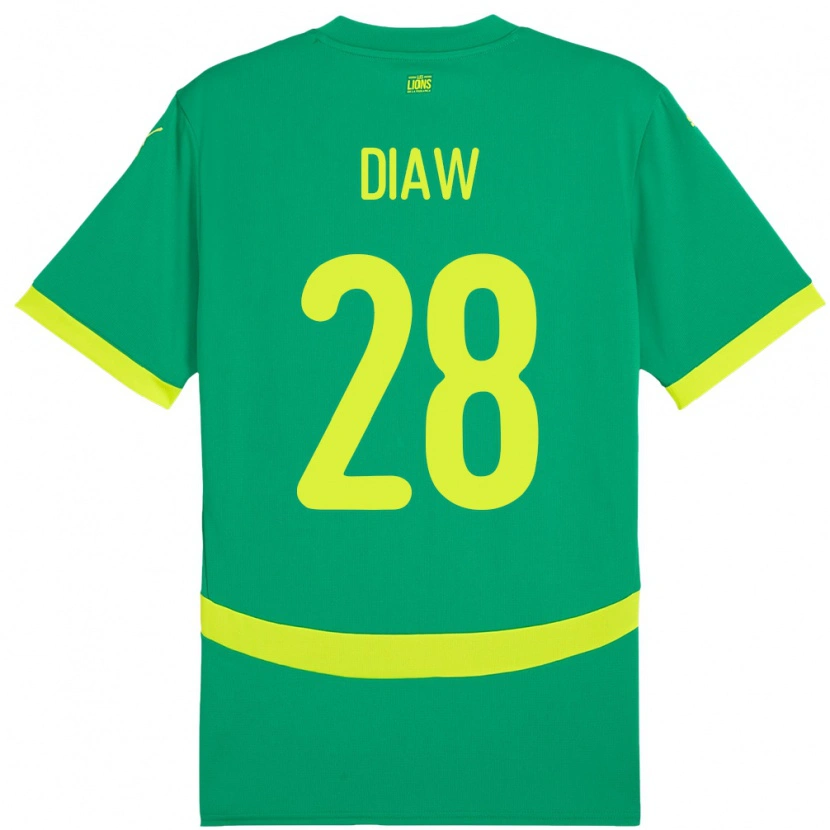 Danxen Homme Maillot Sénégal Mory Diaw #28 Vert Tenues Extérieur 24-26 T-Shirt