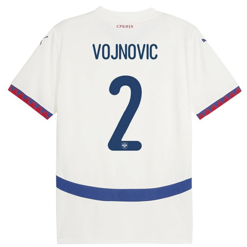 Danxen Homme Maillot Serbie Jovan Vojnovic #2 Blanc Tenues Extérieur 24-26 T-Shirt
