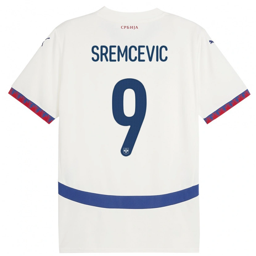 Danxen Homme Maillot Serbie Uros Sremcevic #9 Blanc Tenues Extérieur 24-26 T-Shirt
