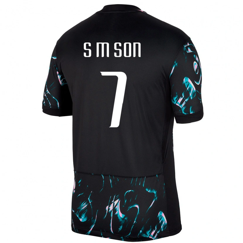 Danxen Homme Maillot Corée Du Sud Seung-Min Son #7 Noir Tenues Extérieur 24-26 T-Shirt