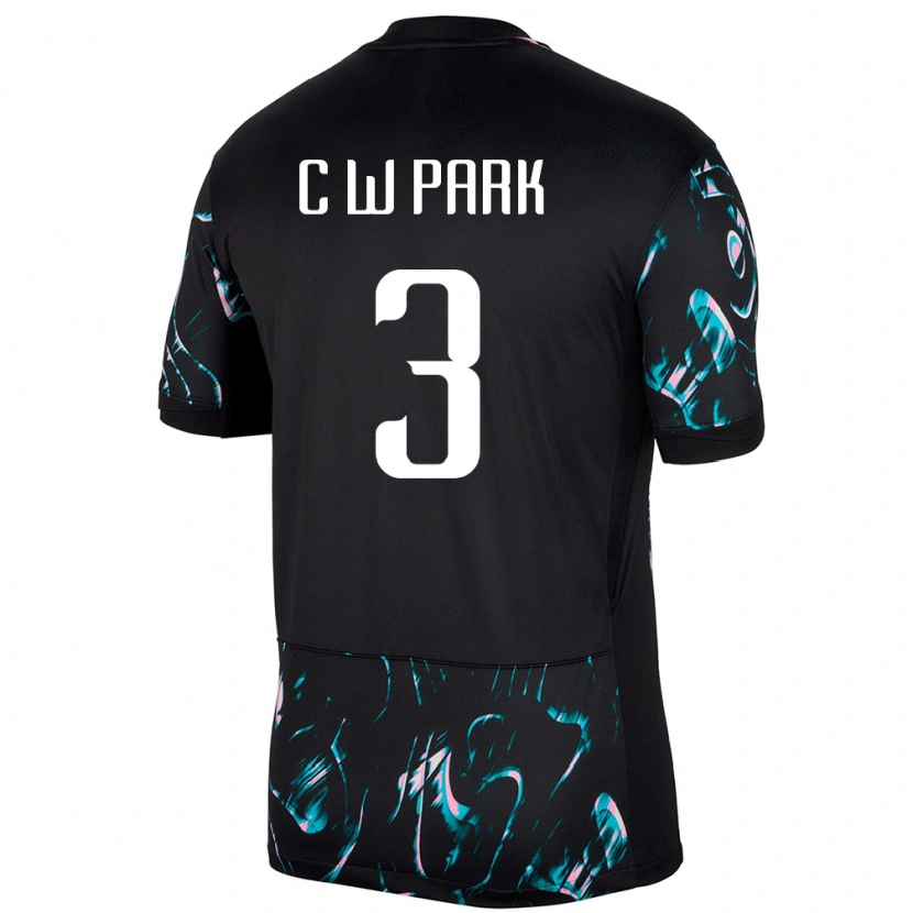 Danxen Homme Maillot Corée Du Sud Park Chang Woo #3 Noir Tenues Extérieur 24-26 T-Shirt