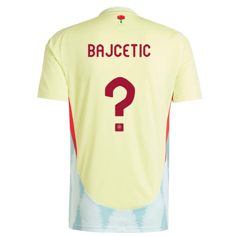 Danxen Homme Maillot Espagne Stefan Bajcetic #0 Jaune Tenues Extérieur 24-26 T-Shirt
