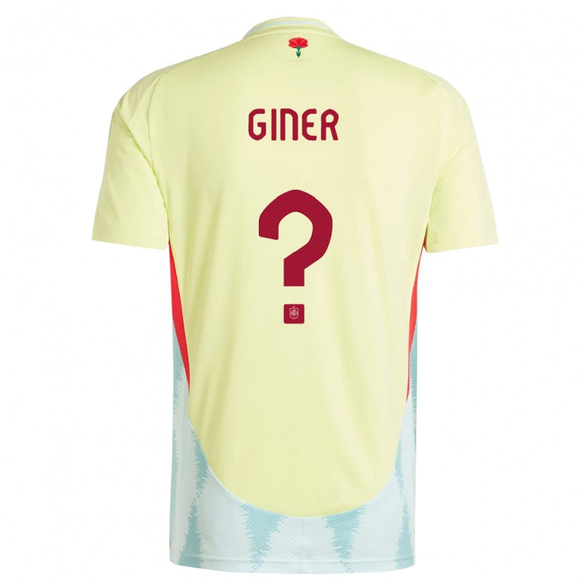 Danxen Homme Maillot Espagne Hugo Giner #0 Jaune Tenues Extérieur 24-26 T-Shirt