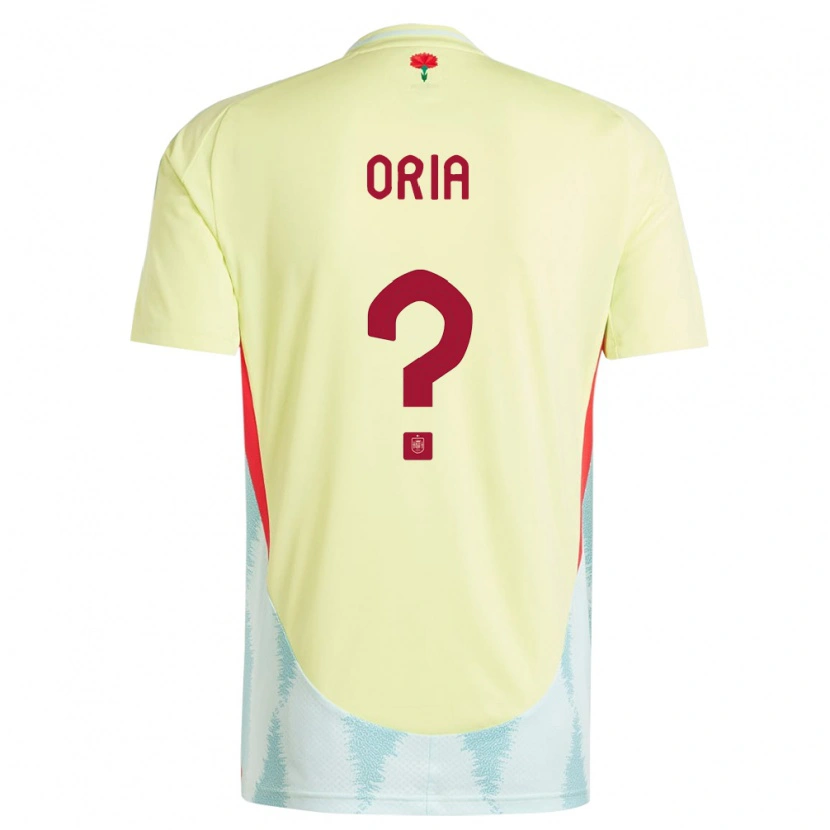 Danxen Homme Maillot Espagne Pablo Oria #0 Jaune Tenues Extérieur 24-26 T-Shirt