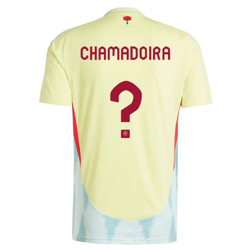 Danxen Homme Maillot Espagne Hugo Chamadoira #0 Jaune Tenues Extérieur 24-26 T-Shirt
