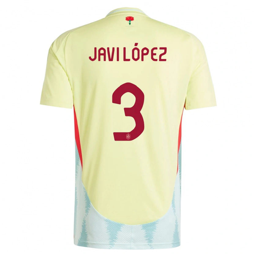 Danxen Homme Maillot Espagne Javi López #3 Jaune Tenues Extérieur 24-26 T-Shirt