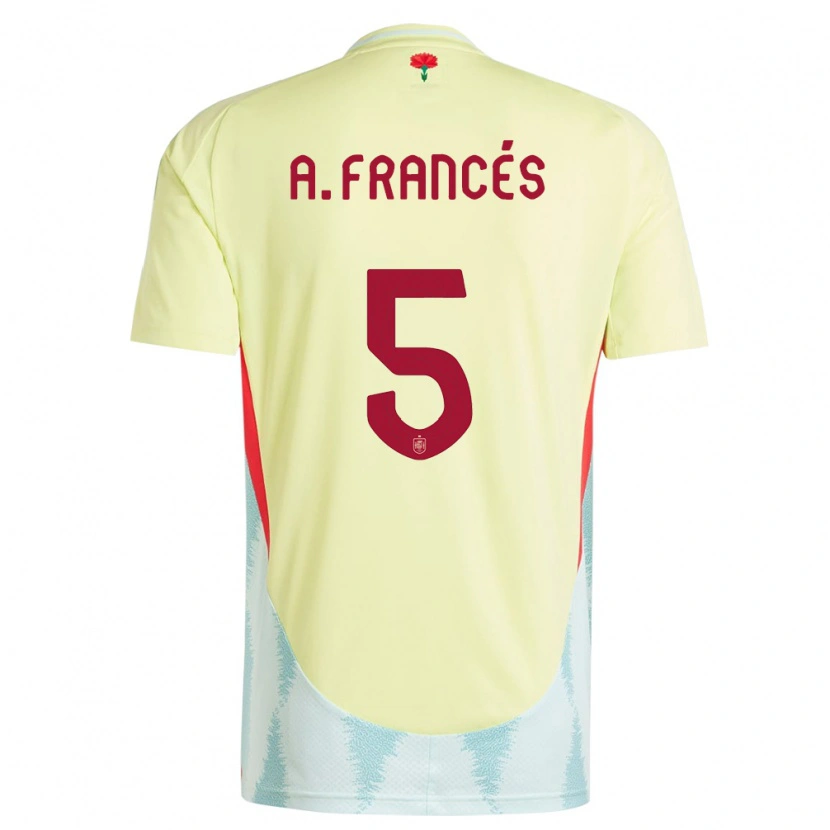 Danxen Homme Maillot Espagne Alejandro Francés #5 Jaune Tenues Extérieur 24-26 T-Shirt