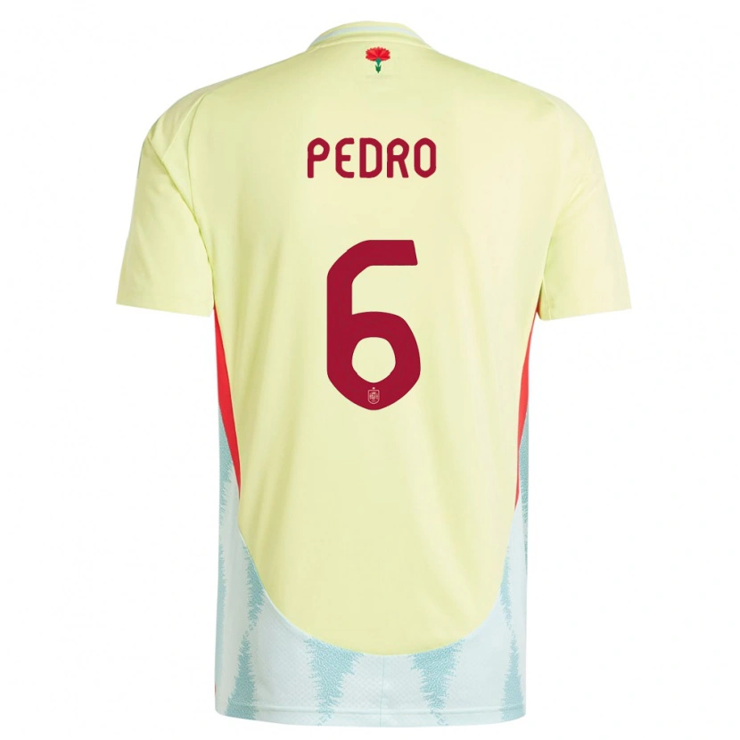 Danxen Homme Maillot Espagne Pedro Rodríguez #6 Jaune Tenues Extérieur 24-26 T-Shirt