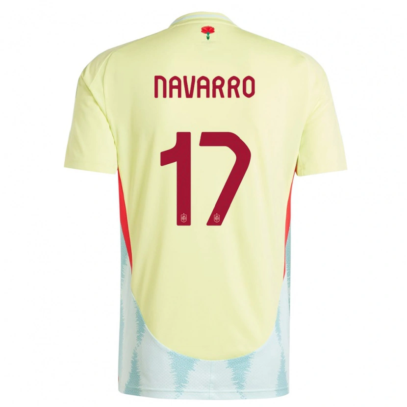 Danxen Homme Maillot Espagne Robert Navarro #17 Jaune Tenues Extérieur 24-26 T-Shirt