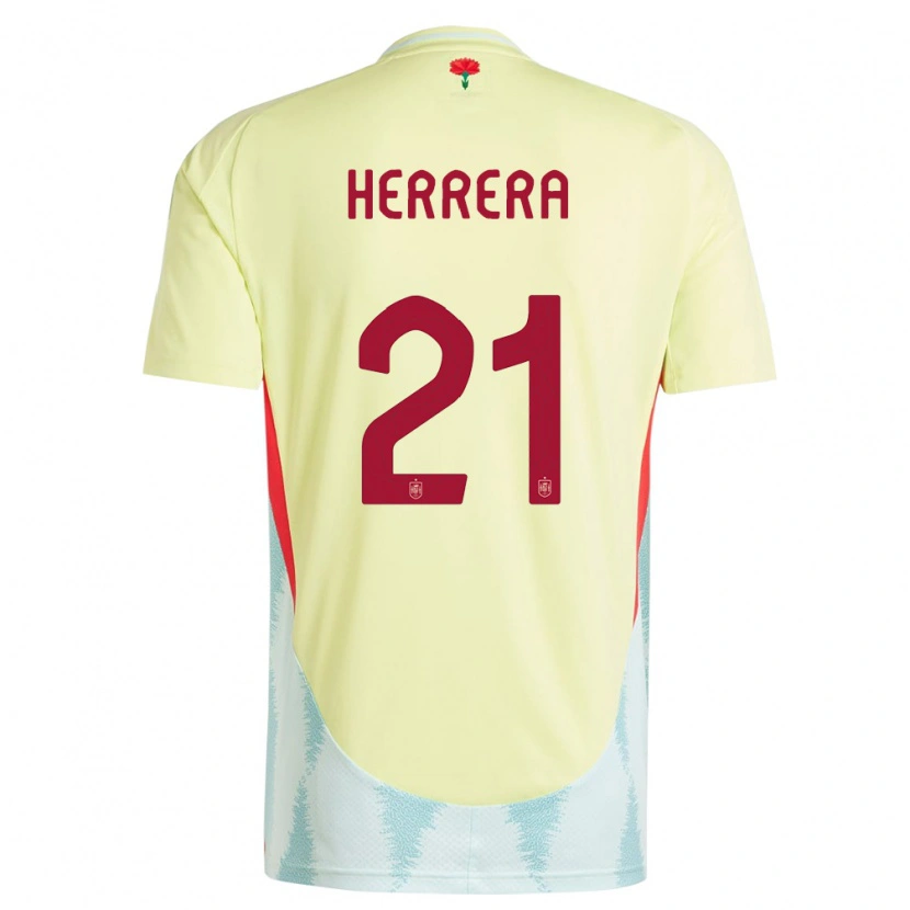Danxen Homme Maillot Espagne Iker Herrera #21 Jaune Tenues Extérieur 24-26 T-Shirt