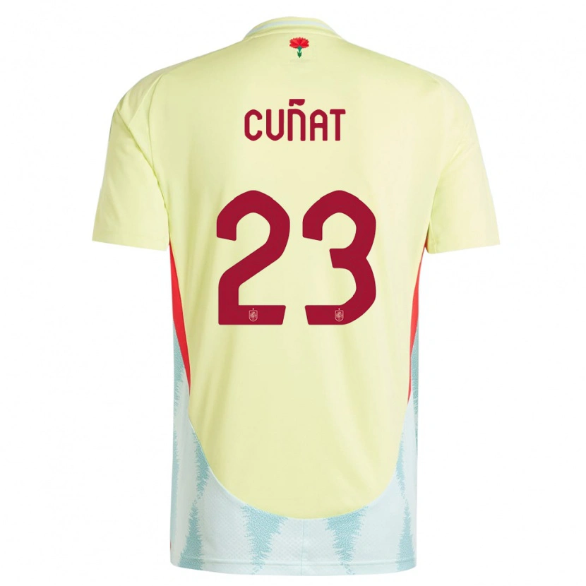 Danxen Homme Maillot Espagne Pablo Cuñat #23 Jaune Tenues Extérieur 24-26 T-Shirt