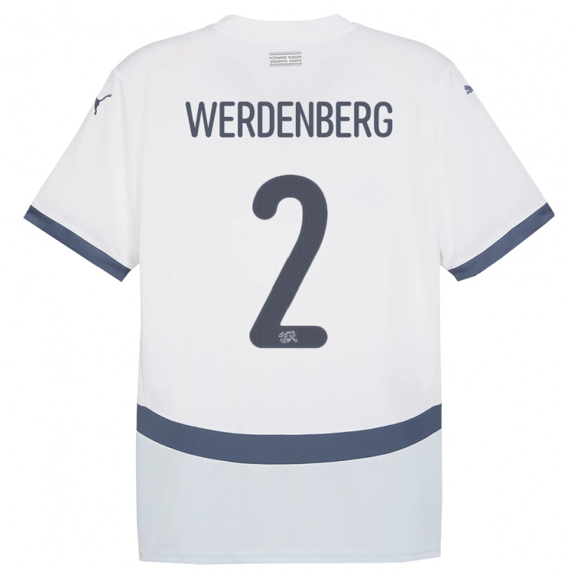 Danxen Homme Maillot Suisse Julien Werdenberg #2 Blanc Tenues Extérieur 24-26 T-Shirt