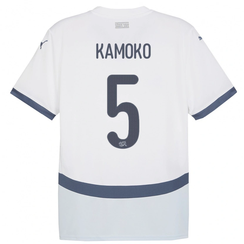 Danxen Homme Maillot Suisse Elohim Kamoko #5 Blanc Tenues Extérieur 24-26 T-Shirt