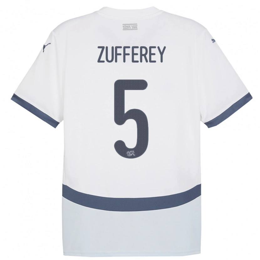 Danxen Homme Maillot Suisse Gil Zufferey #5 Blanc Tenues Extérieur 24-26 T-Shirt