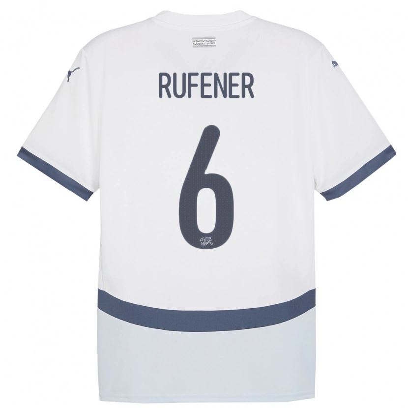 Danxen Homme Maillot Suisse Elio Rufener #6 Blanc Tenues Extérieur 24-26 T-Shirt