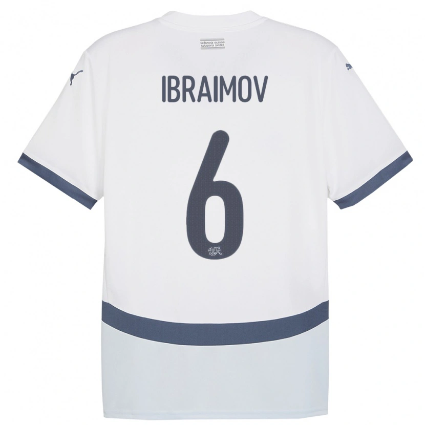 Danxen Homme Maillot Suisse Leonit Ibraimov #6 Blanc Tenues Extérieur 24-26 T-Shirt