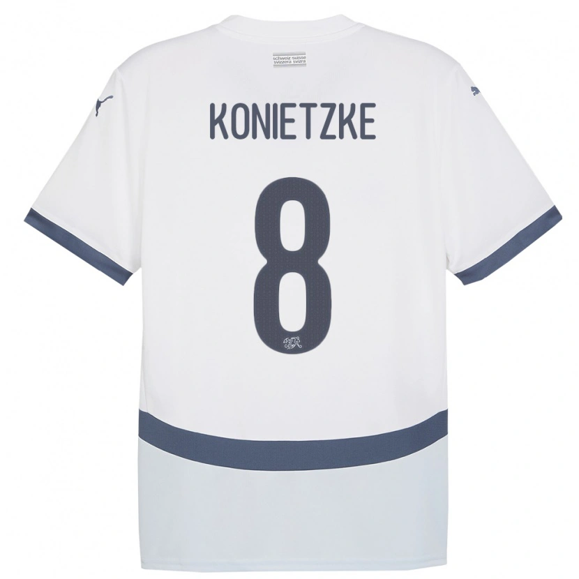 Danxen Homme Maillot Suisse Corsin Konietzke #8 Blanc Tenues Extérieur 24-26 T-Shirt