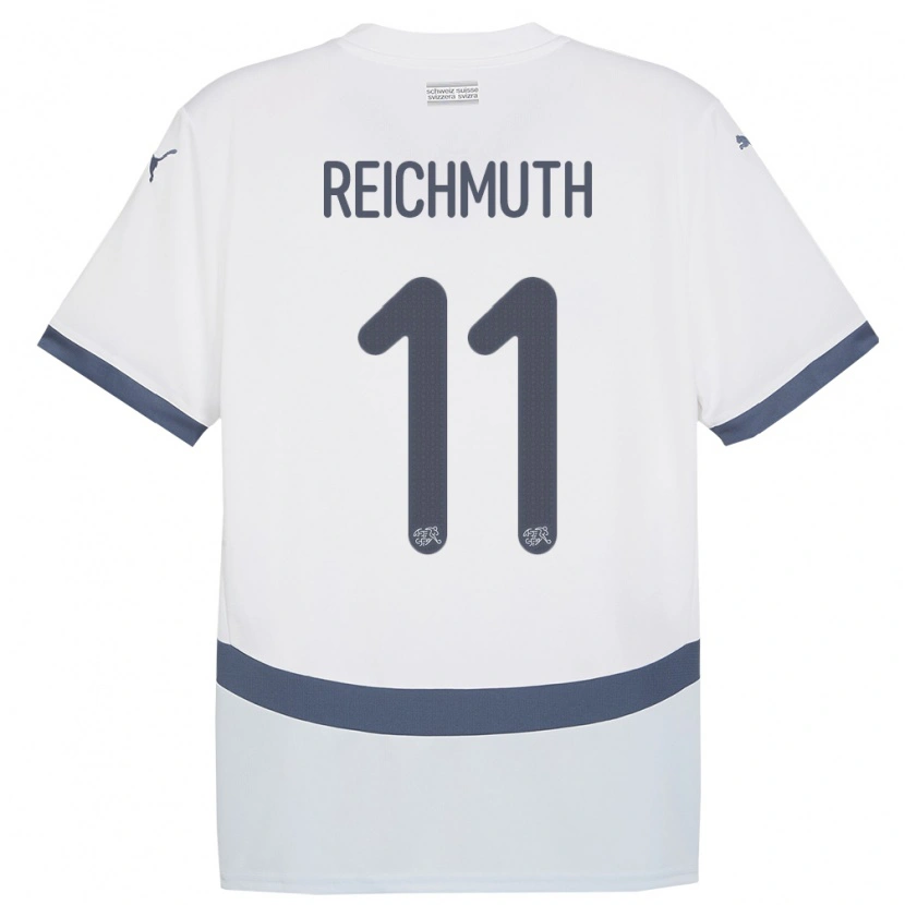 Danxen Homme Maillot Suisse Nils Reichmuth #11 Blanc Tenues Extérieur 24-26 T-Shirt