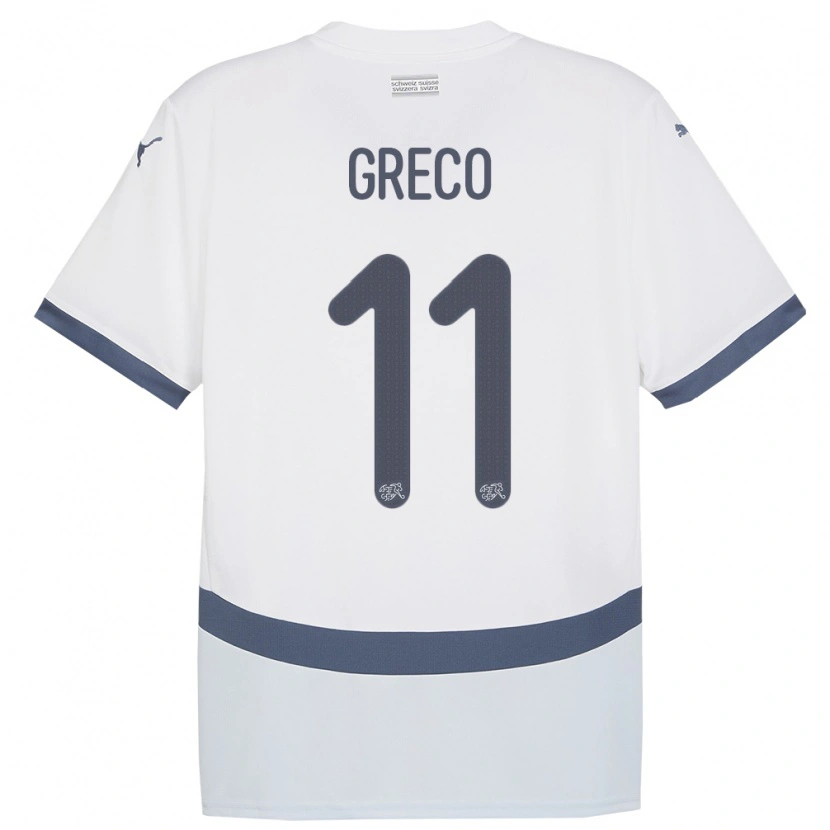 Danxen Homme Maillot Suisse Mario Greco #11 Blanc Tenues Extérieur 24-26 T-Shirt