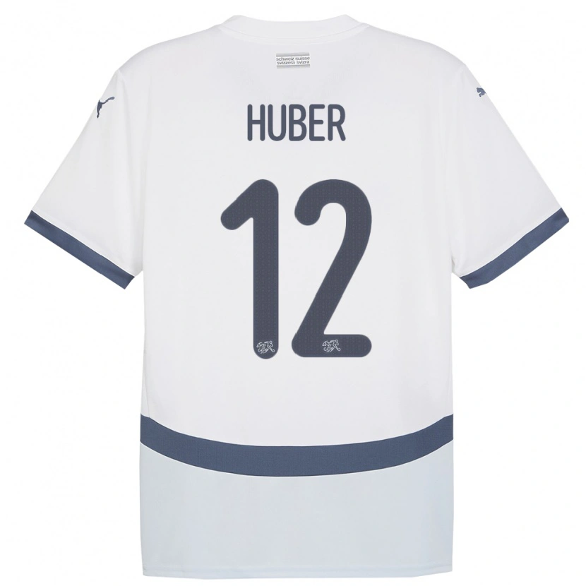 Danxen Homme Maillot Suisse Silas Huber #12 Blanc Tenues Extérieur 24-26 T-Shirt