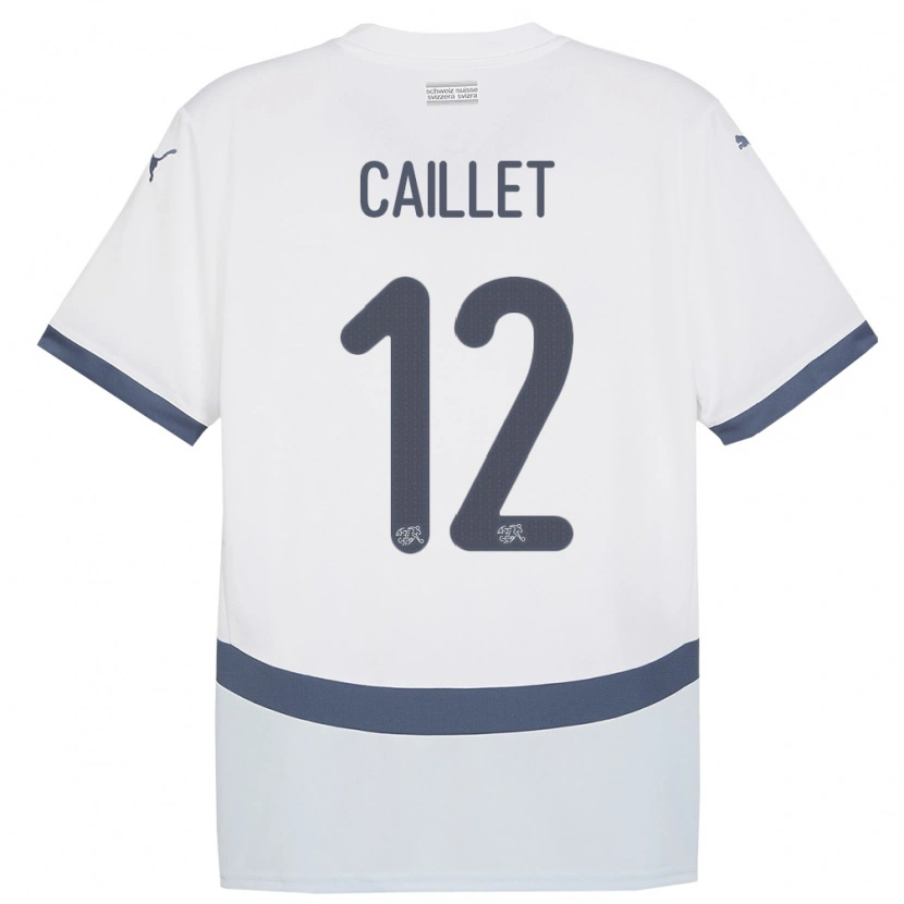 Danxen Homme Maillot Suisse Simon Caillet #12 Blanc Tenues Extérieur 24-26 T-Shirt