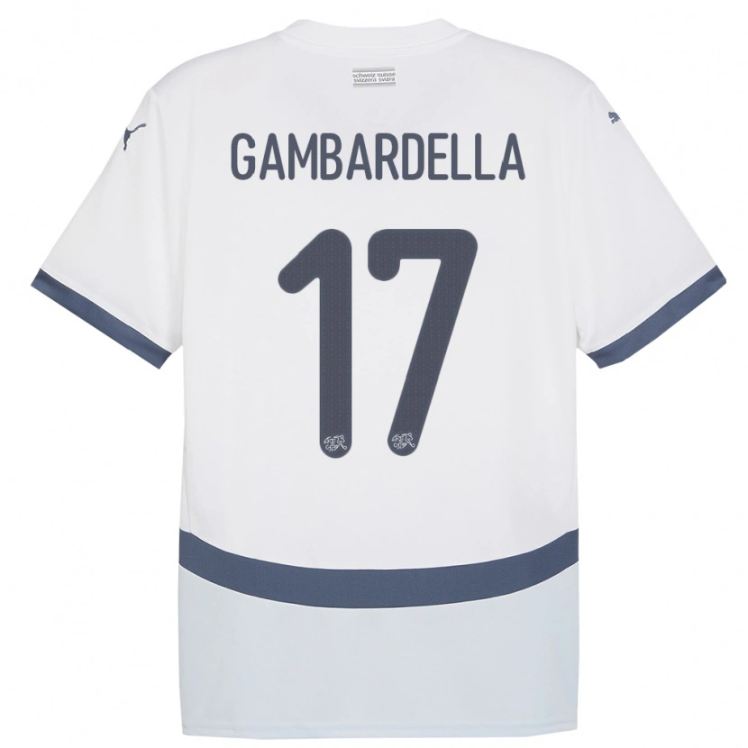 Danxen Homme Maillot Suisse Matteo Gambardella #17 Blanc Tenues Extérieur 24-26 T-Shirt