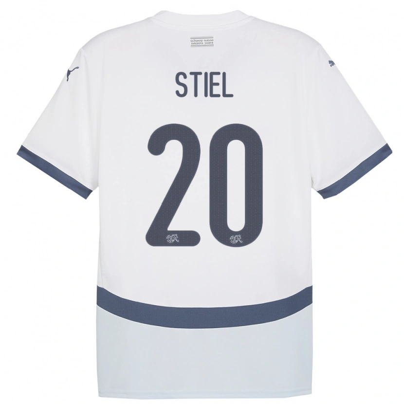 Danxen Homme Maillot Suisse Jill Stiel #20 Blanc Tenues Extérieur 24-26 T-Shirt