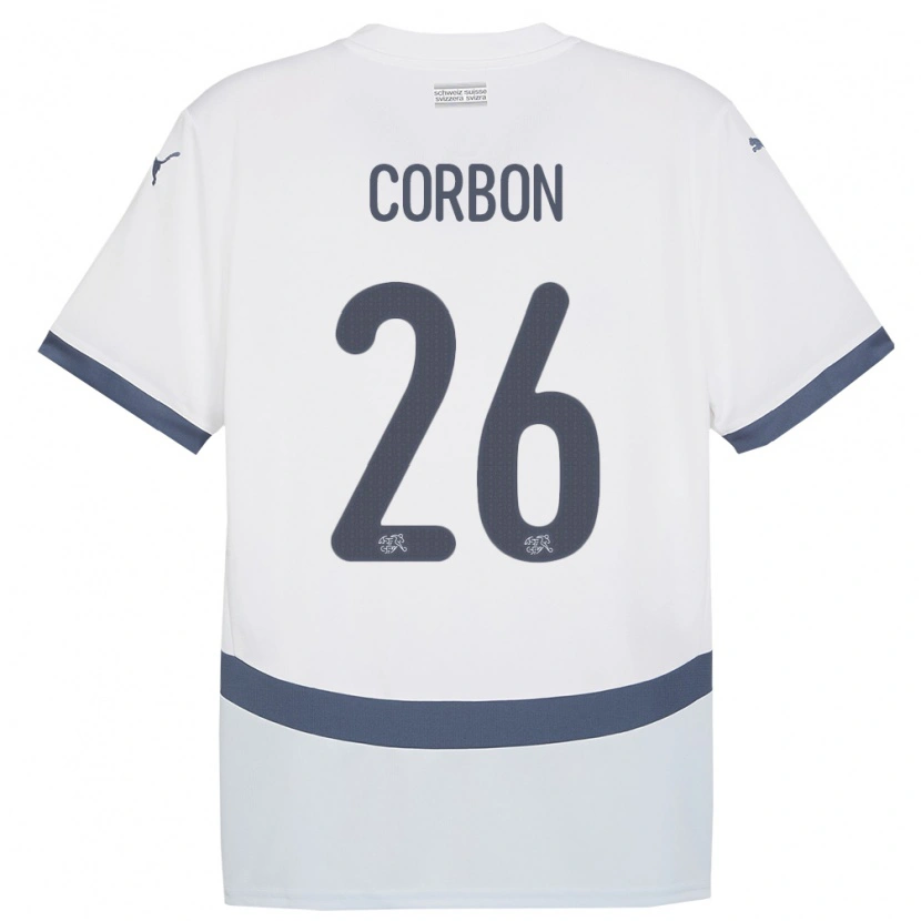 Danxen Homme Maillot Suisse Max Corbon #26 Blanc Tenues Extérieur 24-26 T-Shirt